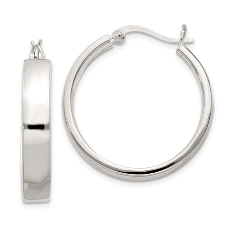 Sterling Silver Hoop Earrings, 5mm Tube Design with High Polish Finish, Lightweight and Classic Style