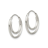 Sterling Silver Double Hoop Earrings, Minimalist Layered Design with Polished Finish