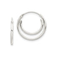 Sterling Silver Double Hoop Earrings, Minimalist Layered Design with Polished Finish