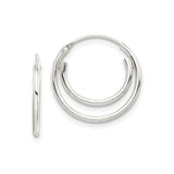 Sterling Silver Double Hoop Earrings, Minimalist Layered Design with Polished Finish