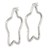 Sterling Silver Star Shaped Hoop Earrings, Modern Geometric Tube Hoops for Women
