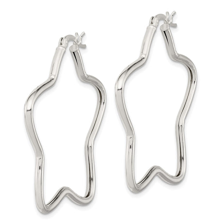 Sterling Silver Star Shaped Hoop Earrings, Modern Geometric Tube Hoops for Women