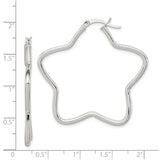 Sterling Silver Star Shaped Hoop Earrings, Modern Geometric Tube Hoops for Women