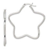 Sterling Silver Star Shaped Hoop Earrings, Modern Geometric Tube Hoops for Women