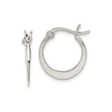 Sterling Silver Hoop Earrings, Smooth Polished Finish, Flat Minimalist Design for Women