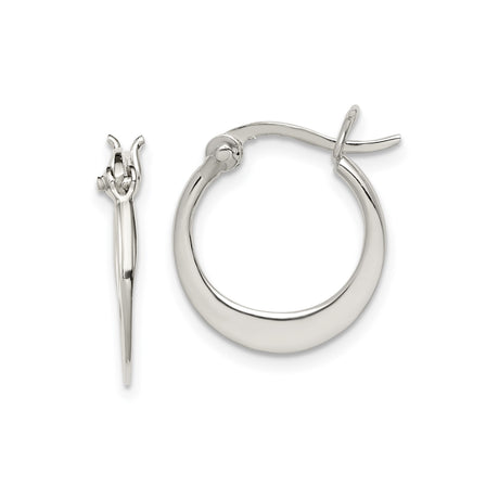 Sterling Silver Hoop Earrings, Smooth Polished Finish, Flat Minimalist Design for Women