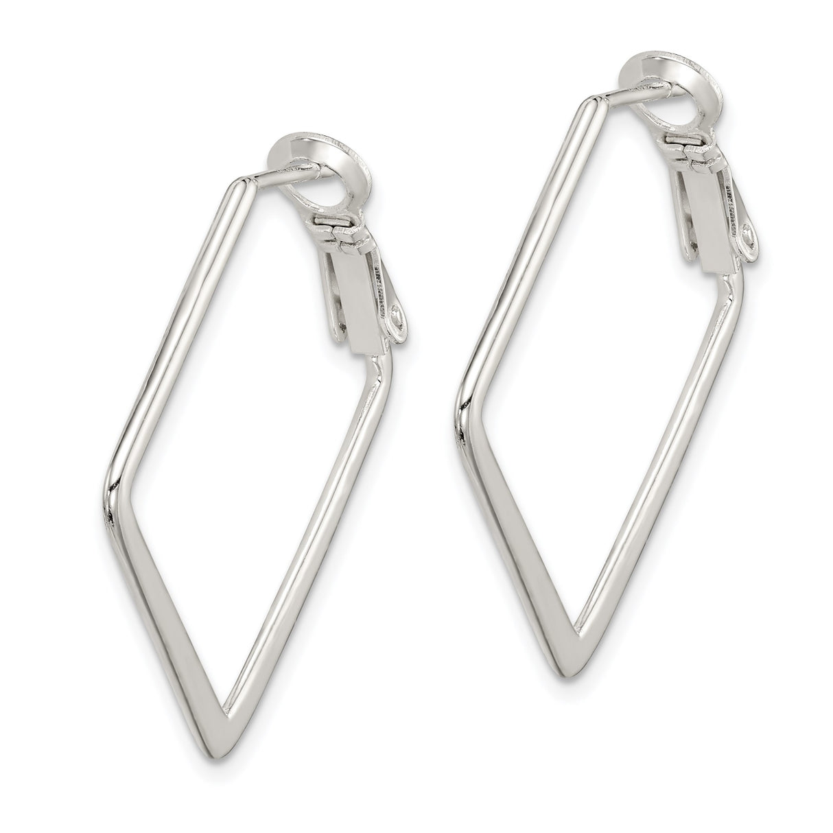 Sterling Silver Square Hoop Earrings, Geometric Minimalist Design with High Polish Finish