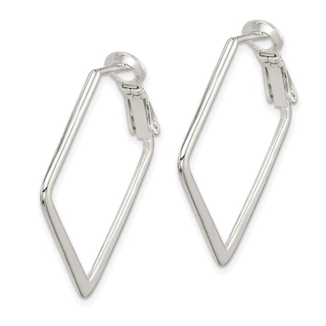 Sterling Silver Square Hoop Earrings, Geometric Minimalist Design with High Polish Finish