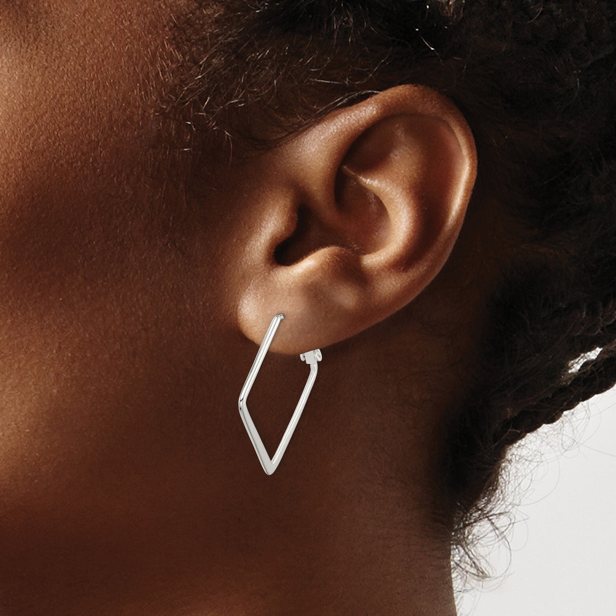 Sterling Silver Square Hoop Earrings, Geometric Minimalist Design with High Polish Finish