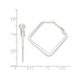 Sterling Silver Square Hoop Earrings, Geometric Minimalist Design with High Polish Finish