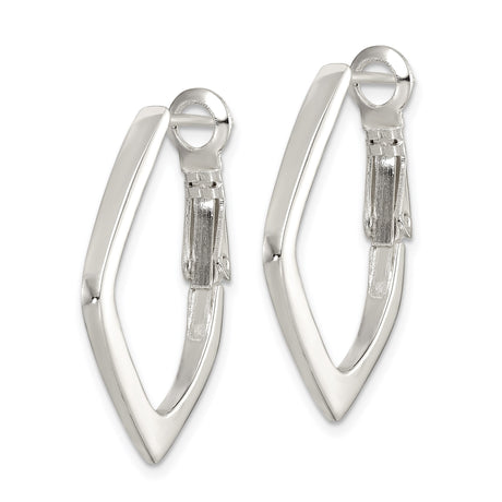 Sterling Silver Hoop Earrings, Modern V Shape Geometric Design, Lightweight Minimalist Style