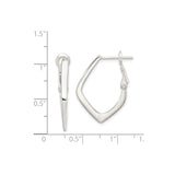 Sterling Silver Hoop Earrings, Modern V Shape Geometric Design, Lightweight Minimalist Style