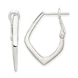 Sterling Silver Hoop Earrings, Modern V Shape Geometric Design, Lightweight Minimalist Style