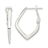 Sterling Silver Hoop Earrings, Modern V Shape Geometric Design, Lightweight Minimalist Style