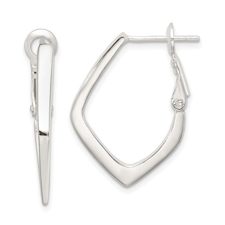 Sterling Silver Hoop Earrings, Modern V Shape Geometric Design, Lightweight Minimalist Style