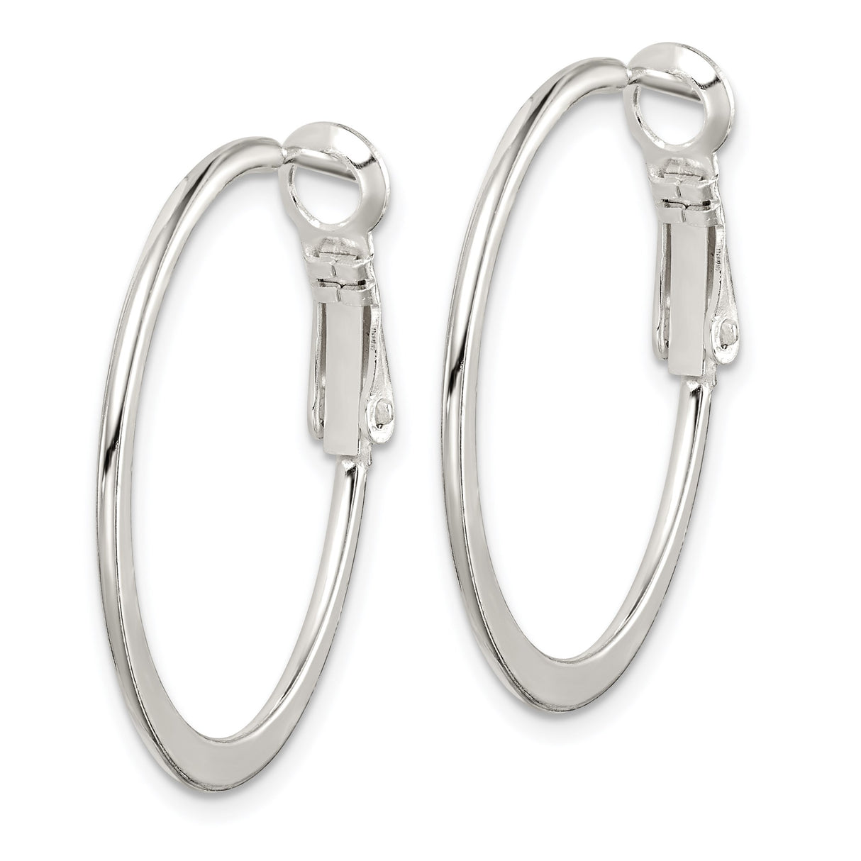 Sterling Silver Hoop Earrings, Slim Round Polished Hoops with Hinged Clasp, Minimalist Style