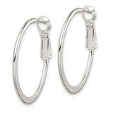 Sterling Silver Hoop Earrings, Slim Round Polished Hoops with Hinged Clasp, Minimalist Style
