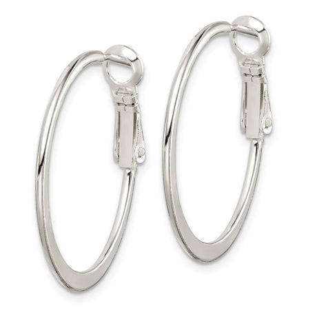 Sterling Silver Hoop Earrings, Slim Round Polished Hoops with Hinged Clasp, Minimalist Style