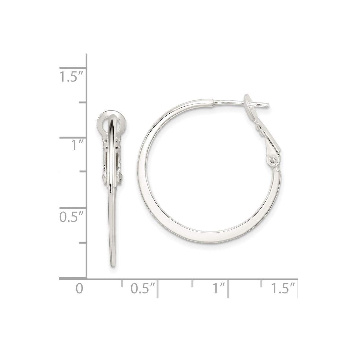 Sterling Silver Hoop Earrings, Slim Round Polished Hoops with Hinged Clasp, Minimalist Style
