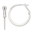 Sterling Silver Hoop Earrings, Slim Round Polished Hoops with Hinged Clasp, Minimalist Style