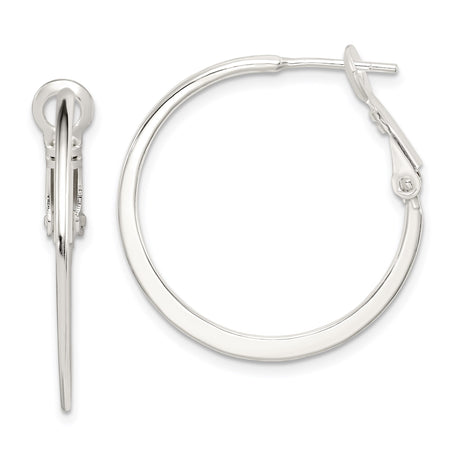 Sterling Silver Hoop Earrings, Slim Round Polished Hoops with Hinged Clasp, Minimalist Style