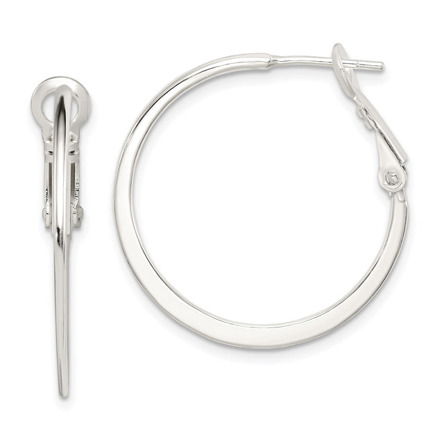 Sterling Silver Hoop Earrings, Slim Round Polished Hoops with Hinged Clasp, Minimalist Style