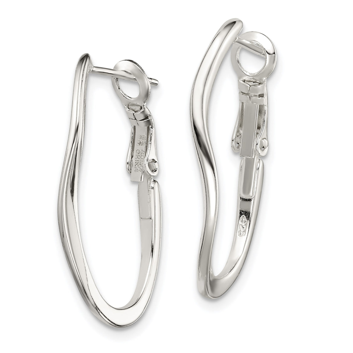 Sterling Silver Twisted Hoop Earrings, Lightweight Polished Modern Style for Women