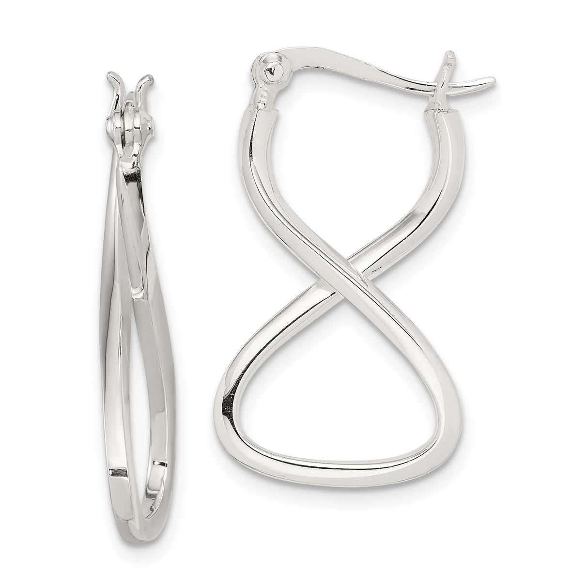 Sterling Silver Twisted Infinity Hoop Earrings with Crossover Oval Design for Women