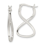 Sterling Silver Twisted Infinity Hoop Earrings with Crossover Oval Design for Women