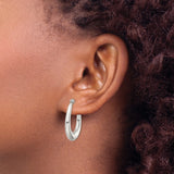Sterling Silver Teardrop Hoop Earrings, Thick Oval Shape, Polished Minimalist Design