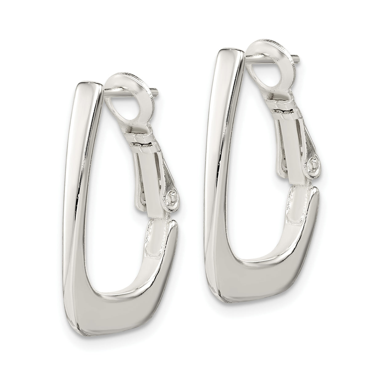Sterling Silver Geometric Hoop Earrings, Modern Minimalist Angled Design for Women