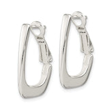 Sterling Silver Geometric Hoop Earrings, Modern Minimalist Angled Design for Women