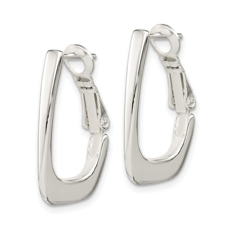 Sterling Silver Geometric Hoop Earrings, Modern Minimalist Angled Design for Women