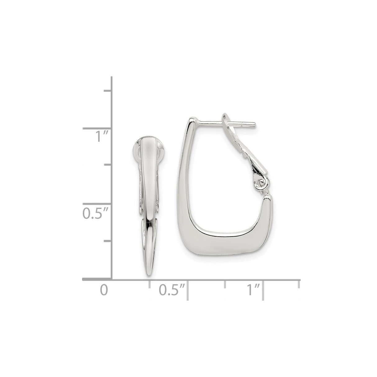 Sterling Silver Geometric Hoop Earrings, Modern Minimalist Angled Design for Women