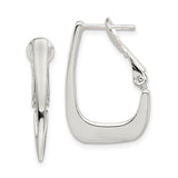 Sterling Silver Geometric Hoop Earrings, Modern Minimalist Angled Design for Women