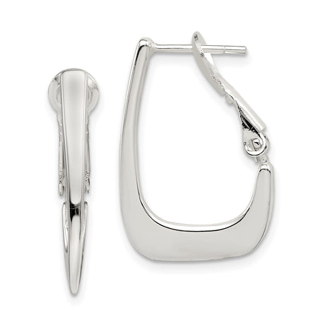 Sterling Silver Geometric Hoop Earrings, Modern Minimalist Angled Design for Women