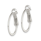 Sterling Silver Hoop Earrings, Classic Polished Oval Design with Latch Closure
