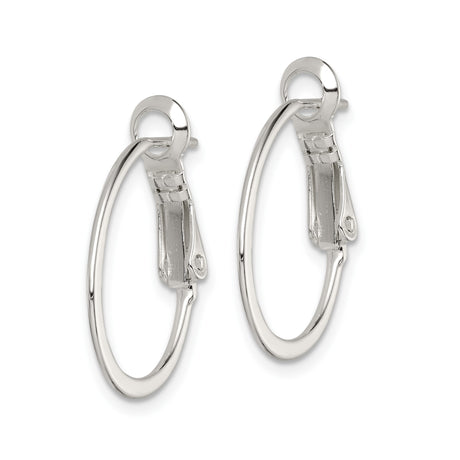 Sterling Silver Hoop Earrings, Classic Polished Oval Design with Latch Closure
