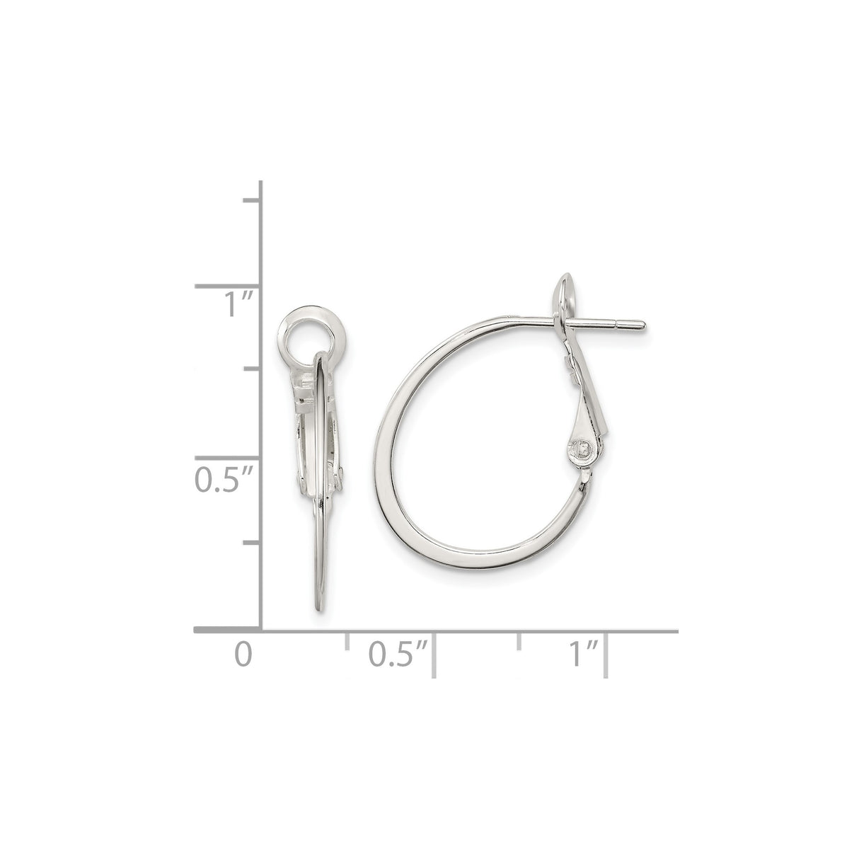 Sterling Silver Hoop Earrings, Classic Polished Oval Design with Latch Closure