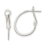 Sterling Silver Hoop Earrings, Classic Polished Oval Design with Latch Closure