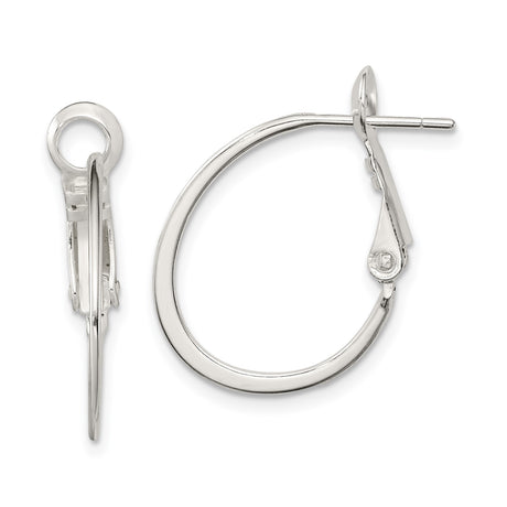 Sterling Silver Hoop Earrings, Classic Polished Oval Design with Latch Closure