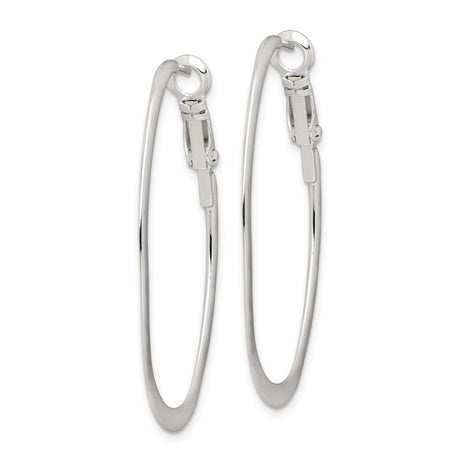Sterling Silver Oval Hoop Earrings, Polished Medium Hoops with Hinged Snap Backs