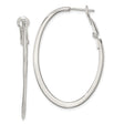 Sterling Silver Oval Hoop Earrings, Polished Medium Hoops with Hinged Snap Backs