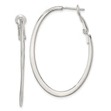 Sterling Silver Oval Hoop Earrings, Polished Medium Hoops with Hinged Snap Backs