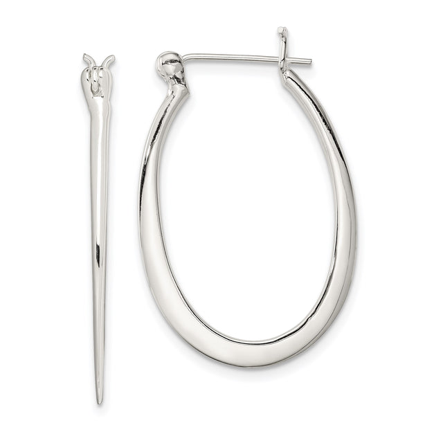 Sterling Silver Spike Hoop Earrings with Elongated Horn Design, Gothic Punk Style, Unisex