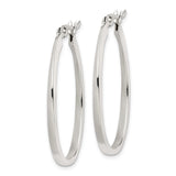 Sterling Silver Oval Hoop Earrings, Polished Minimalist Design with Hinged Clasp