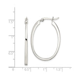 Sterling Silver Oval Hoop Earrings, Polished Minimalist Design with Hinged Clasp