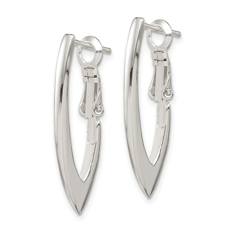 Sterling Silver Hoop Earrings, V Shape Polished Hoops with Latch Back, Minimalist Style for Women
