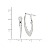 Sterling Silver Hoop Earrings, V Shape Polished Hoops with Latch Back, Minimalist Style for Women