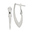Sterling Silver Hoop Earrings, V Shape Polished Hoops with Latch Back, Minimalist Style for Women